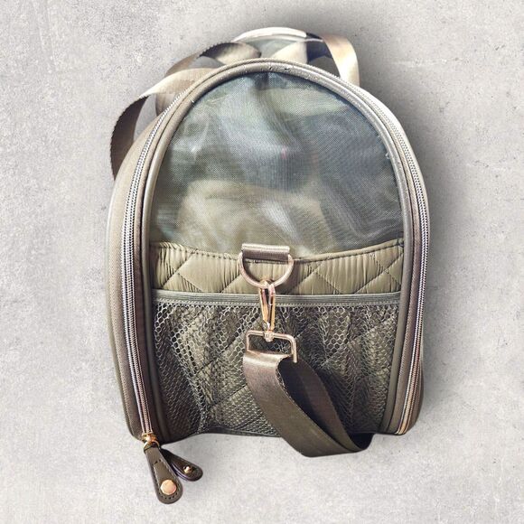 Joan & David Quilted Olive Green Pet Carrier Travel Bag Sherpa Pad Small Animal - Picture 2 of 14
